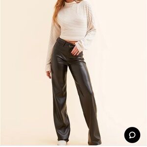 KanCan 90s Wide Leg Faux Leather Pant